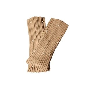 Pearl-Embellished Knit Leg Warmers | Taupe | One Size